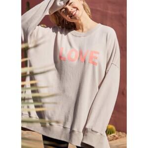 Aerie oversized love crewneck sweatshirt beige pink cute comfy size XS